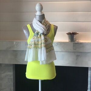 Two’s Company White Embroidered Cotton Scarf NWT